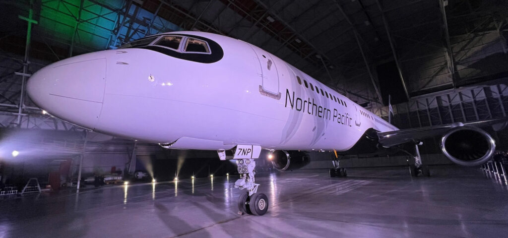Northern Pacific Airways revealed its livery on the outfit’s first Boeing 757 aircraft in California on Jan. 18, 2022. (Photo by Ethan Klapper, TPG)